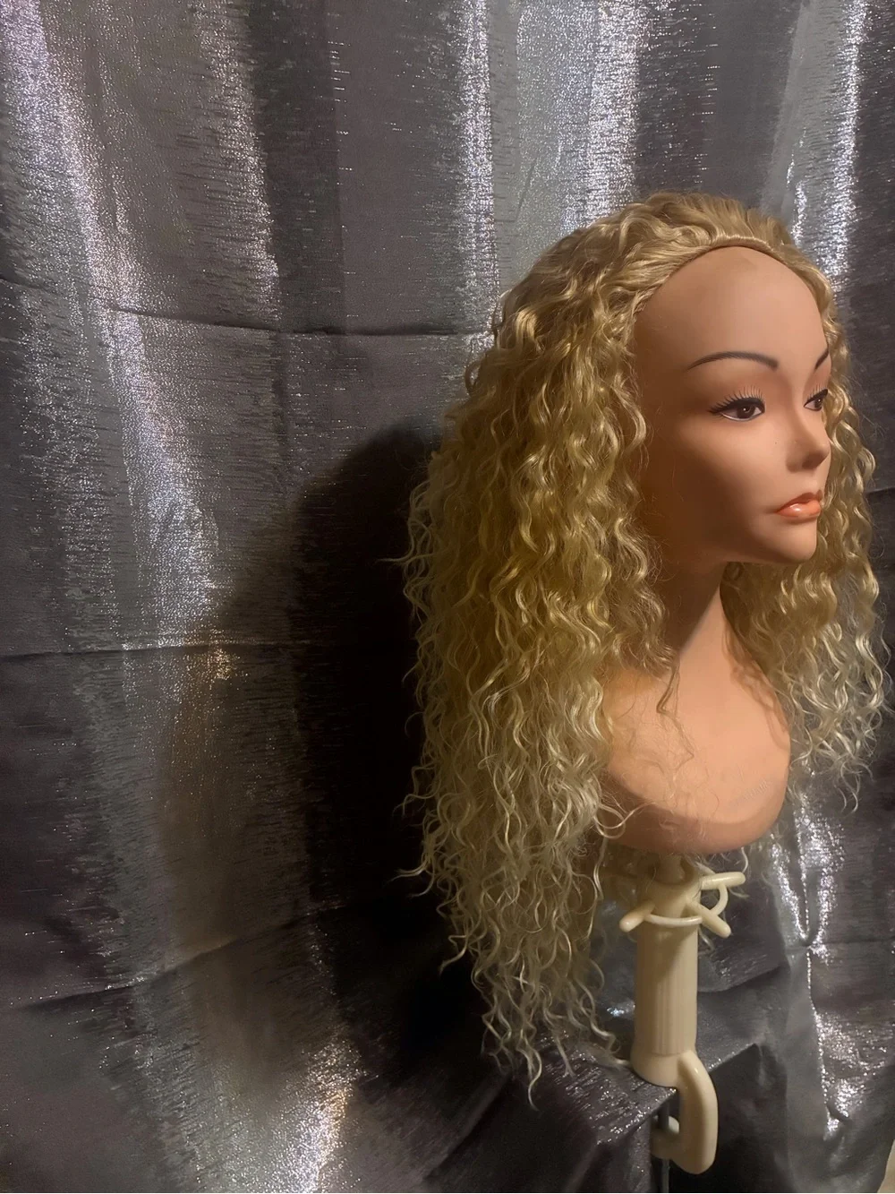 Blonde Curly Long Women's Synthetic half-Wig - Natural Blonde